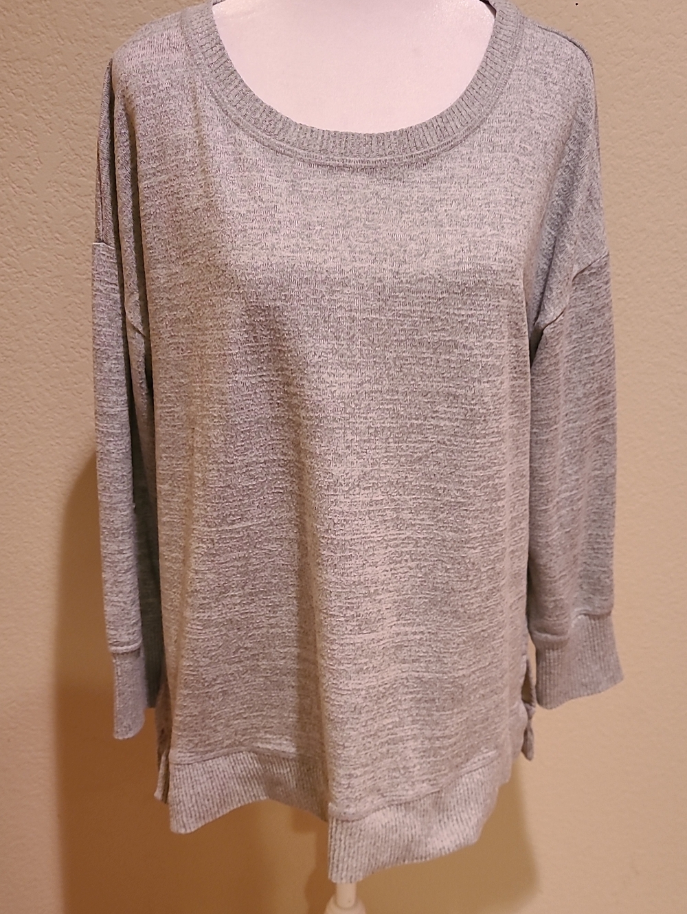 Talbots Women's Lightweight Heather Gray Knit Pullover Top Size XL